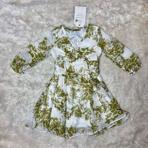 Ivy City Co White and Olive Floral Girls' Formal Dress